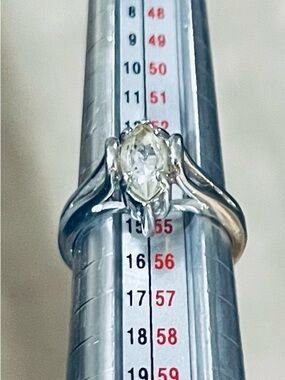 Vintage Marquise Solitaire Ring Size 7 18K GE Cathedral Setting